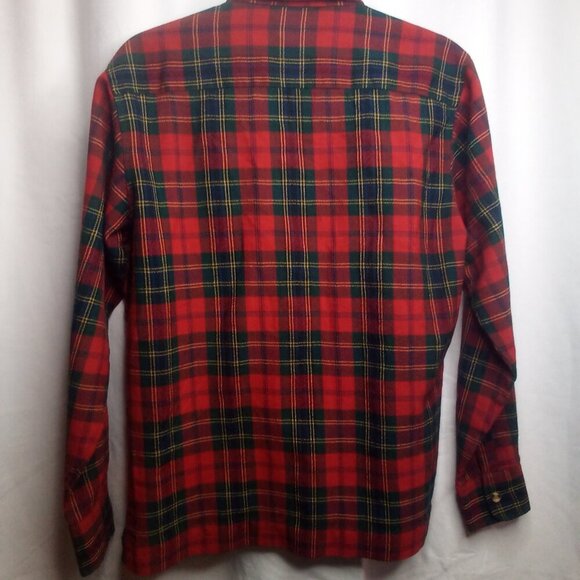 Adams Row Button Up Shirt M Long Sleeve Wool Blend Plaid Red Green - Picture 5 of 16